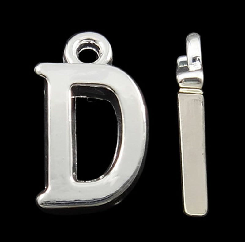 4 Letter D Alphabet Silver Tone Charms - SC2339
