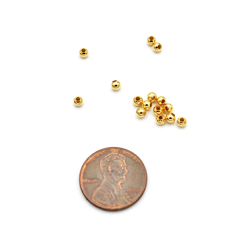 Perles d'espacement en laiton 3 mm - ton or - 500 perles - GC082