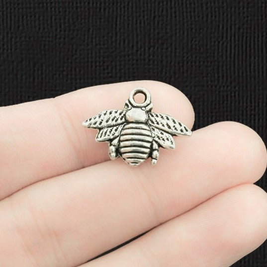 10 Bee Antique Silver Tone Charms - SC026