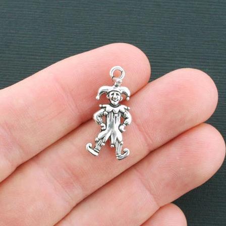 4 Jester Antique Silver Tone Charms 3D - SC4527