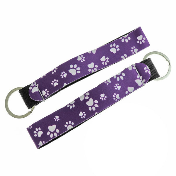 Porte-clés pour cordon de poignet imprimé patte violet - 30 mm - 1 pièce - FD741