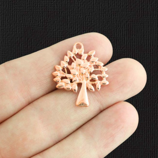 10 Tree Rose Gold Tone Charms - GC702