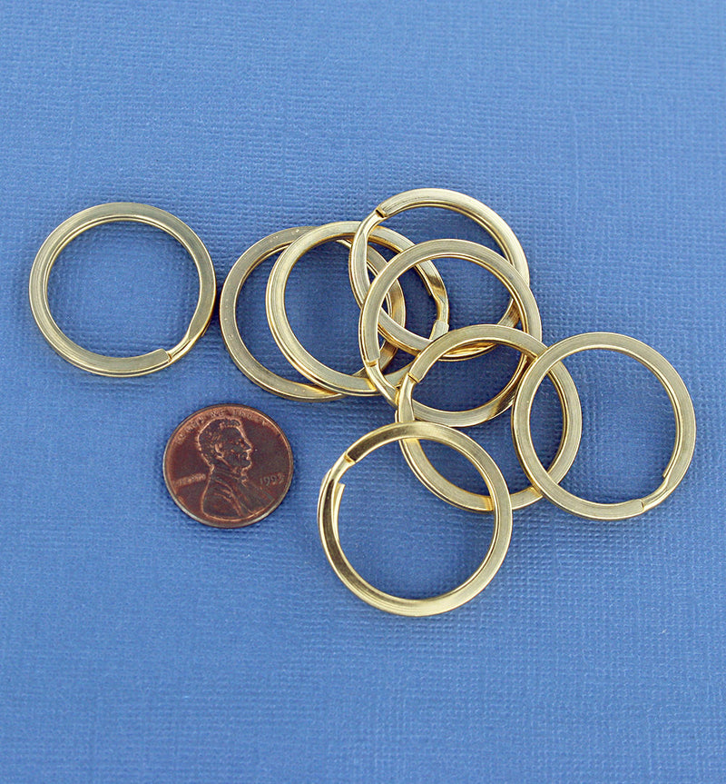 Gold Stainless Steel Key Rings - 28mm - 4 Pieces - Z469
