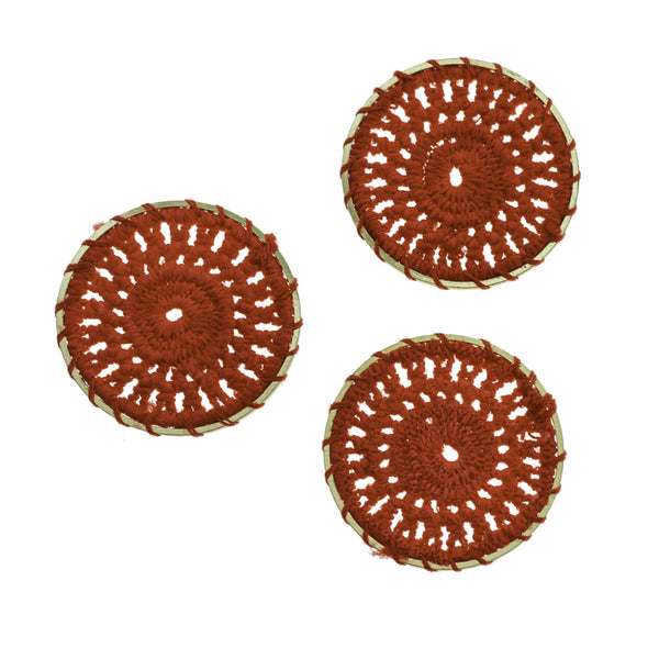 SALE 4 Red Woven Lace Gold Tone Pendants - TSP218-F