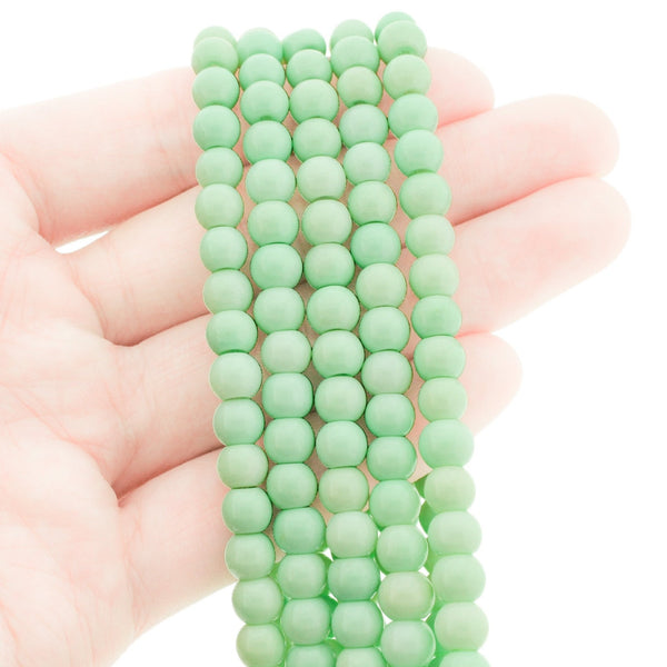 Perles Imitation Jade Rondes 6mm - Vert Mer - 1 Rang 67 Perles - BD1565