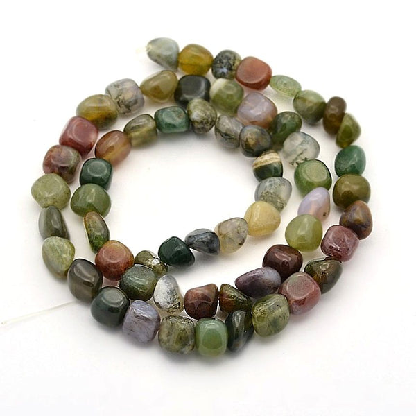Nugget Natural Indian Agate Beads 6mm - Dark Earth Tones - 1 Strand 58 Beads - BD855