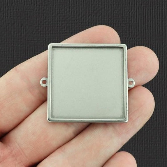 Supports de connecteur de cabochon carré en acier inoxydable - Plateau de 30 mm - 1 pièce - Z1176