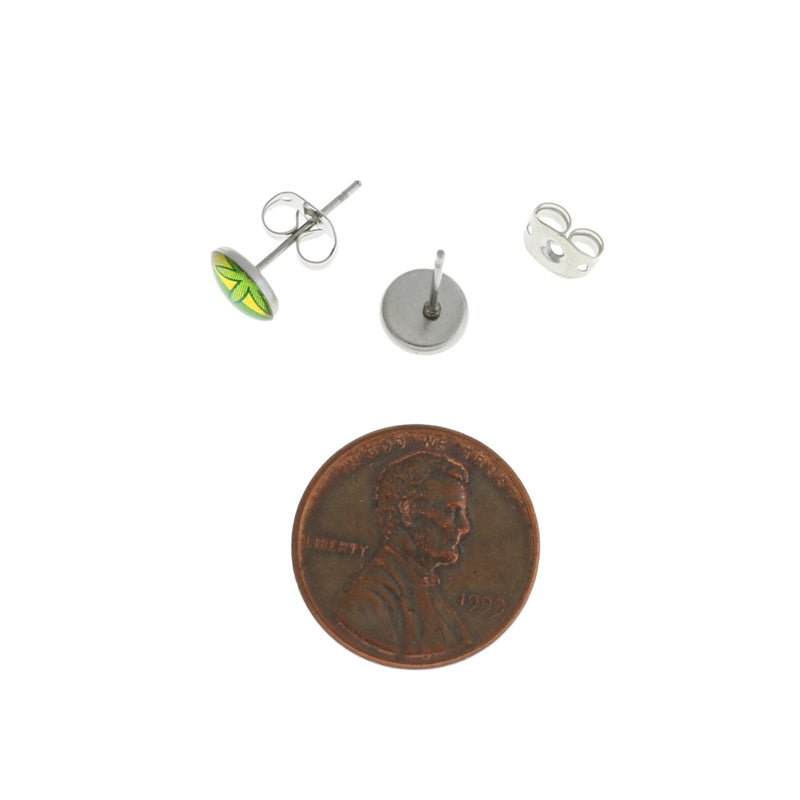 Stainless Steel Earrings - Weed Leaf Studs - 11mm x 7mm - 2 Pieces 1 Pair - ER205