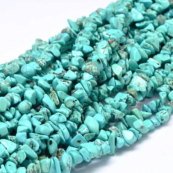 Chip Natural Howlite Beads 5mm-10mm - Dark Turquoise - 1 Strand 282 Beads - BD1229