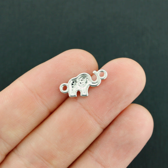 4 Elephant Connector Silver Tone Charms - SC7627