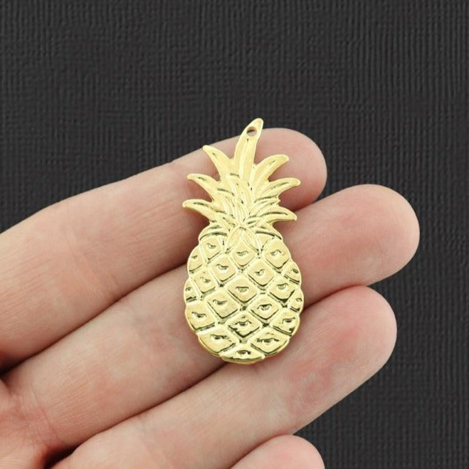 4 Pineapple Gold Tone Charms - GC1349