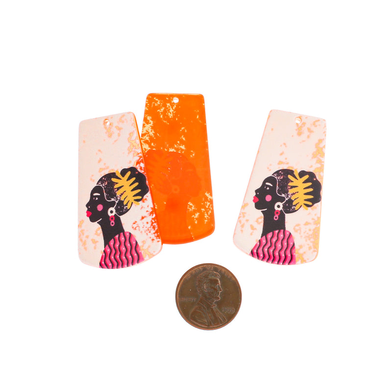 2 Trapezoid Women Acrylic Charms - K517