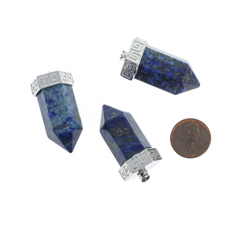 Natural Lapis Lazuli Gemstone Crystal Point Pendant 3D - GEM104