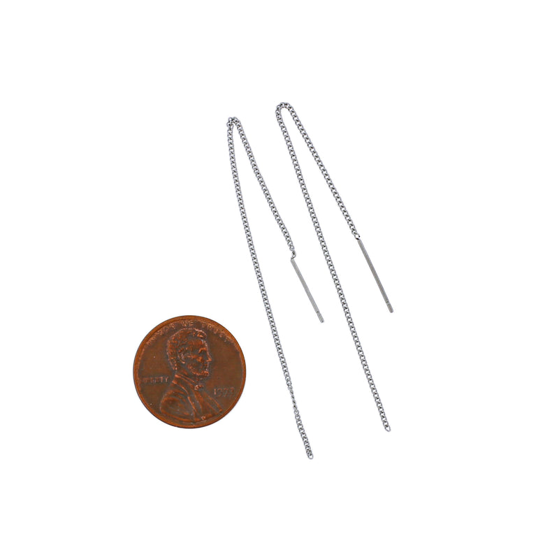 Boucle d'oreille enfileur en acier inoxydable - 85 mm - 2 pièces 1 paire - ER621