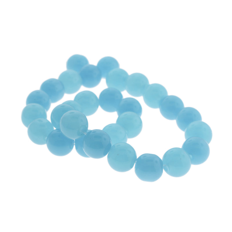 Round Imitation Jade Beads 12mm - Sky Blue - 1 Strand 29 Beads - BD2732
