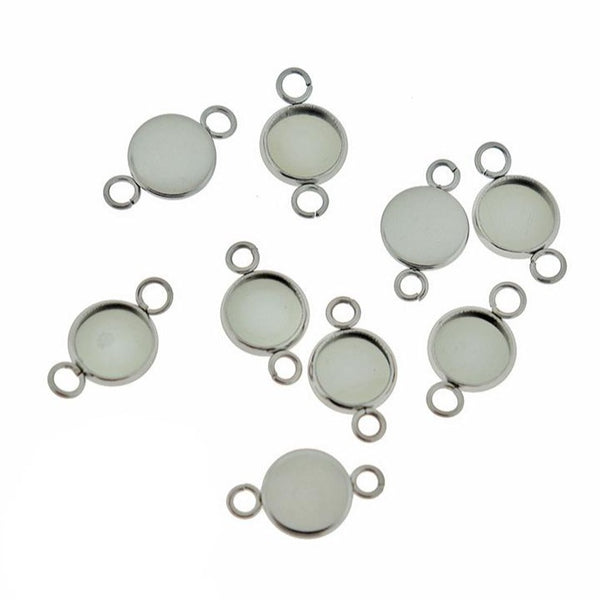 Stainless Steel Cabochon Connector Settings - 8mm Tray - 12 Pieces - CBS003