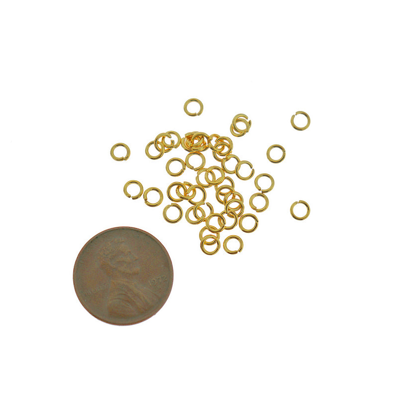 Gold Stainless Steel Jump Rings 4mm x 0.8mm - Open 20 Gauge - 50 Rings - SS099