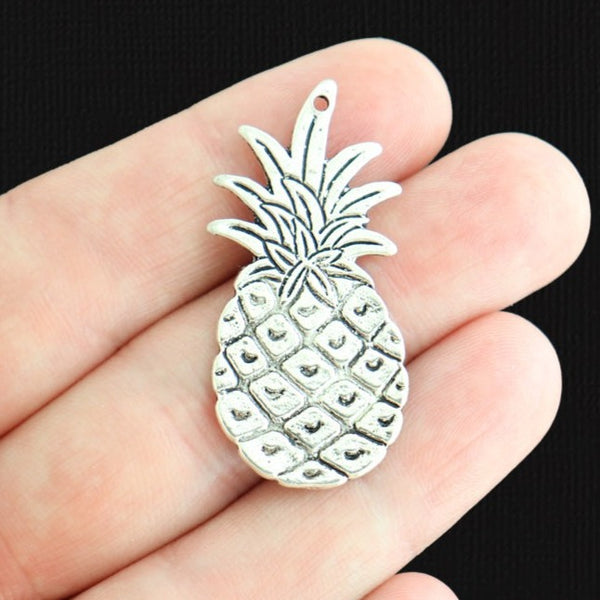 4 Pineapple Antique Silver Tone Charms - SC5467