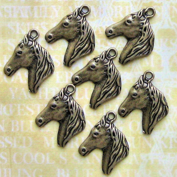 5 Horse Antique Bronze Tone Charms - BC209