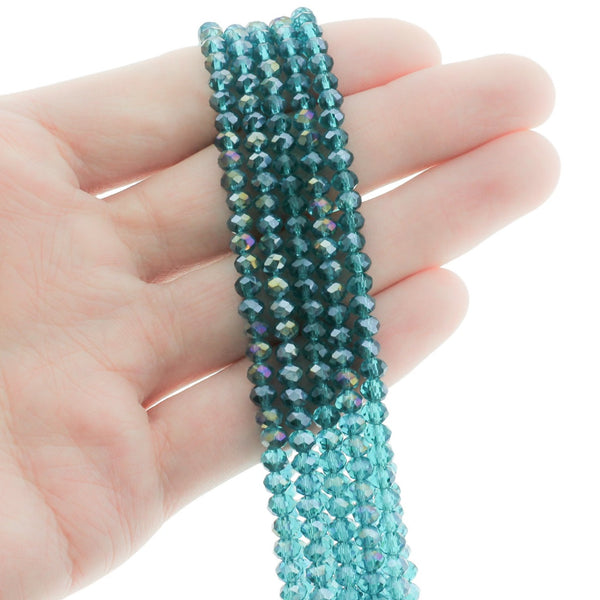 Faceted Glass Beads 4mm - Electroplated Teal - 1 Strand 140 Beads - BD592