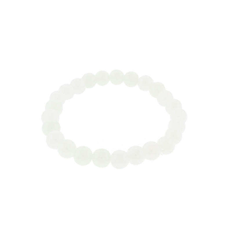 Imitation Jade Bead Bracelet - 50mm - White - 1 Bracelet - BB150