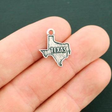 4 Texas State Antique Silver Tone Charms 2 Sided - SC6352
