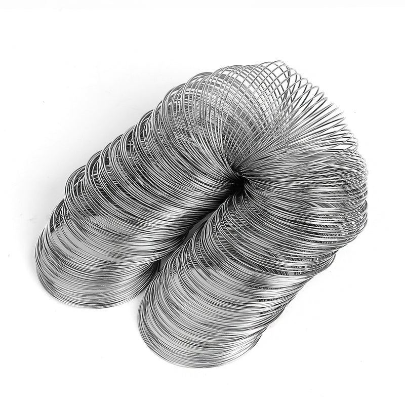 Bulk Silver Tone Memory Wire 45mm ID - 0.6mm - 300 Loops - Z297