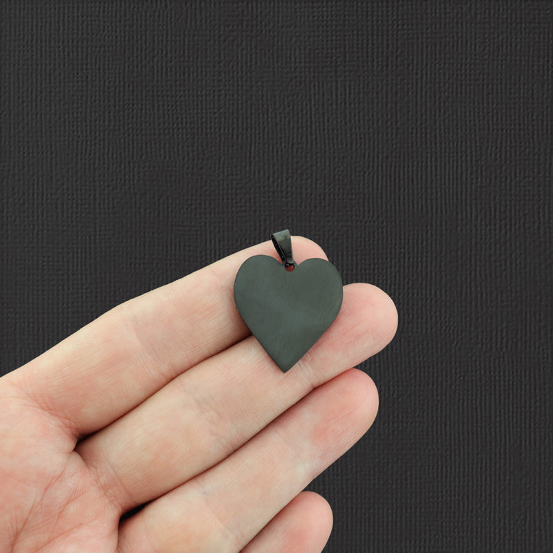 SALE Heart Stamping Blank - Acier inoxydable noir - 23,5 mm x 25 mm - 1 étiquette - MT745