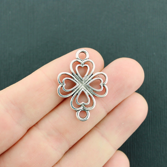 5 Clover Connector Antique Silver Tone Charms - SC2266