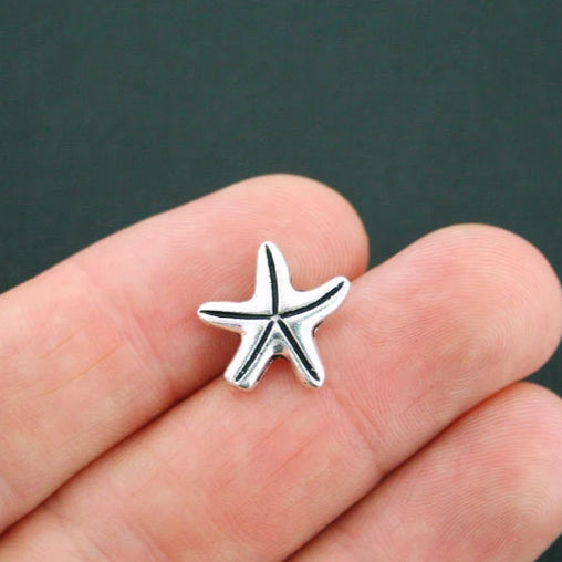Starfish Spacer Beads 15mm x 14mm - Silver Tone - 8 Beads - SC2125