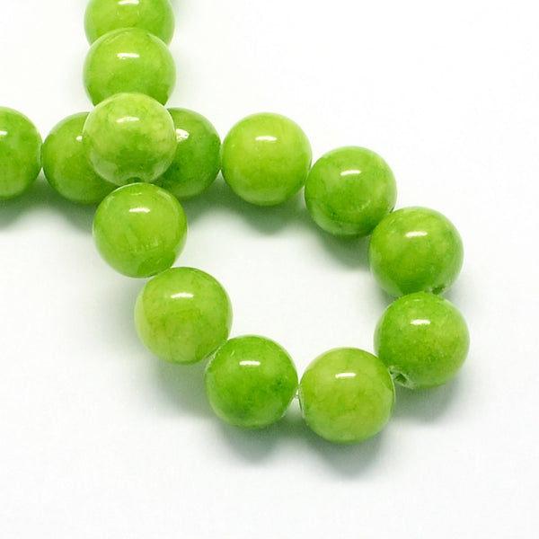 Perles rondes en jade naturel 6 mm - Vert pomme - 1 rang 66 perles - BD974