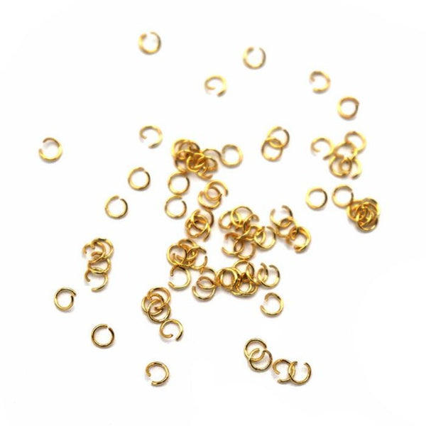Gold Stainless Steel Jump Rings 3mm x 0.4mm - Open 26 Gauge - 100 Rings - SS098