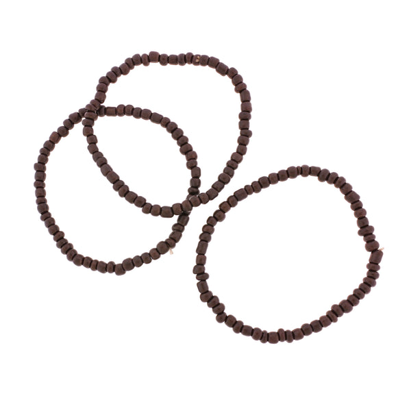 Seed Glass Bead Bracelets - 65mm - Coffee Brown - 5 Bracelets - BB108