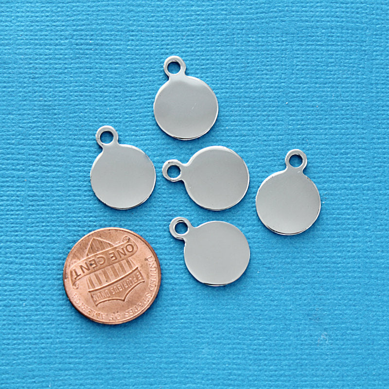 Circle Stamping Blanks - Stainless Steel - 13mm x 17.6mm - 5 Tags - MT245