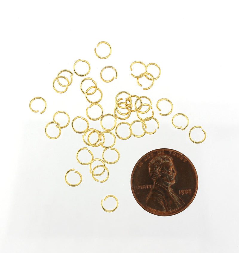 Gold Stainless Steel Jump Rings 5mm x 0.6mm - Open 23 Gauge - 200 Rings - J162