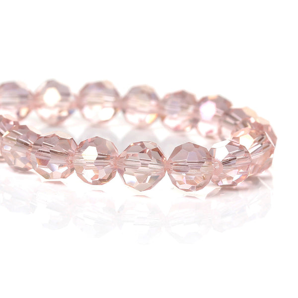 Faceted Glass Beads 6mm - Baby Pink - 1 Strand 100 Beads - BD709