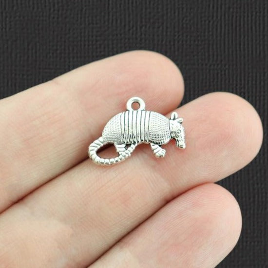 12 Armadillo Antique Silver Tone Charms 2 Sided - SC5302