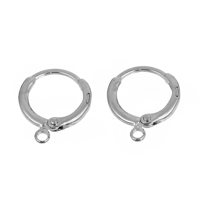 Silver Tone Earrings - Wires Lever - 14mm x 12mm - 10 Pieces 5 Pairs - FD534