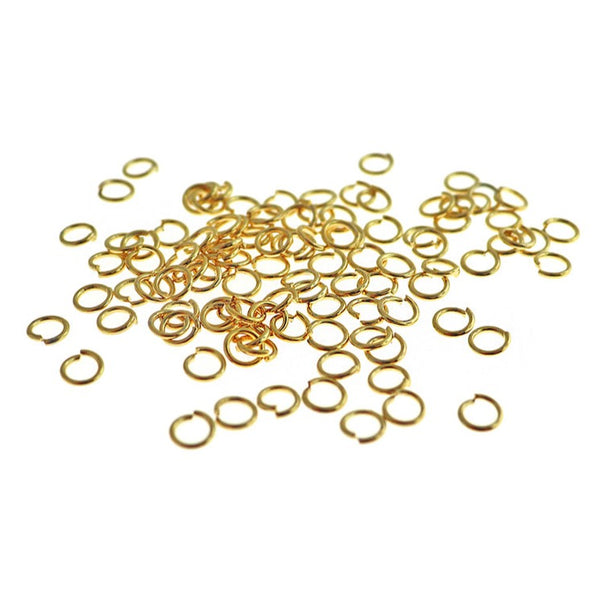 Gold Stainless Steel Jump Rings 5mm x 0.8mm - Open 20 Gauge - 100 Rings - SS047