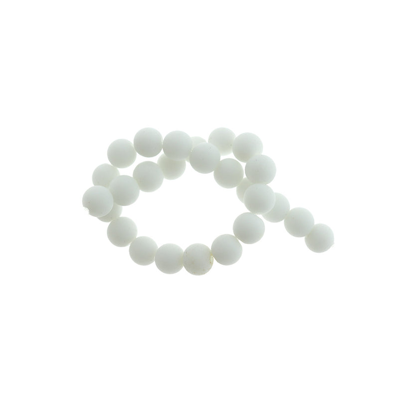 Round Cultured Sea Glass Beads 8mm - White - 1 Strand 48 Beads - U200
