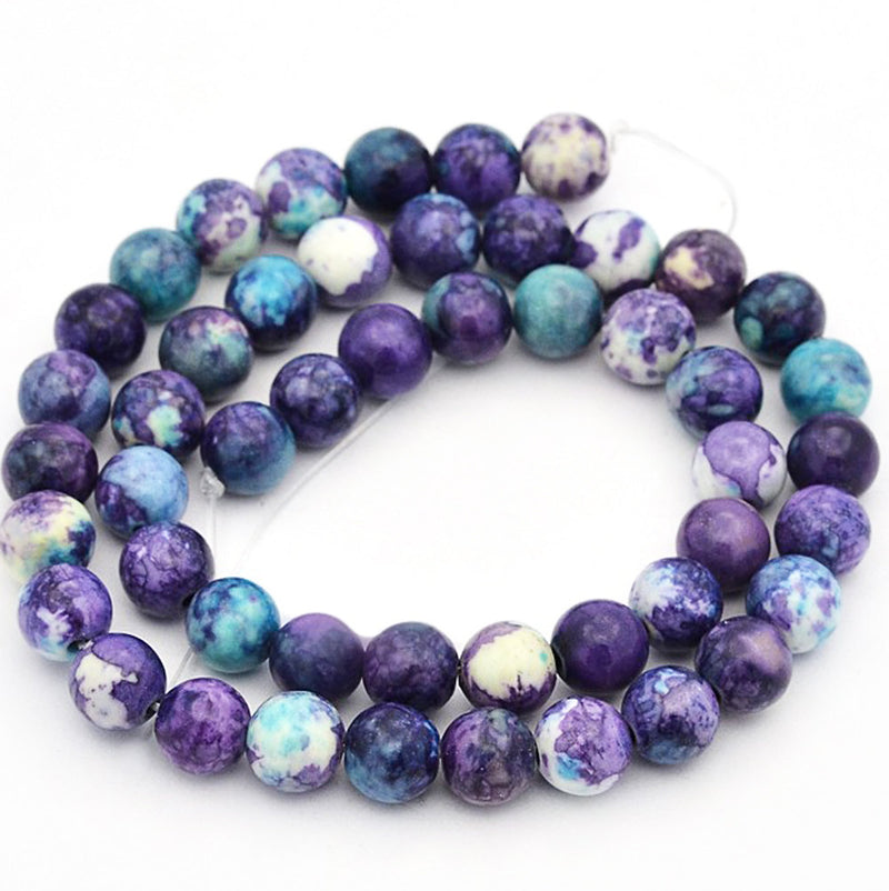 Round Synthetic Jade Beads 6mm - Purple and Blue - 1 Strand 64 Beads - BD941