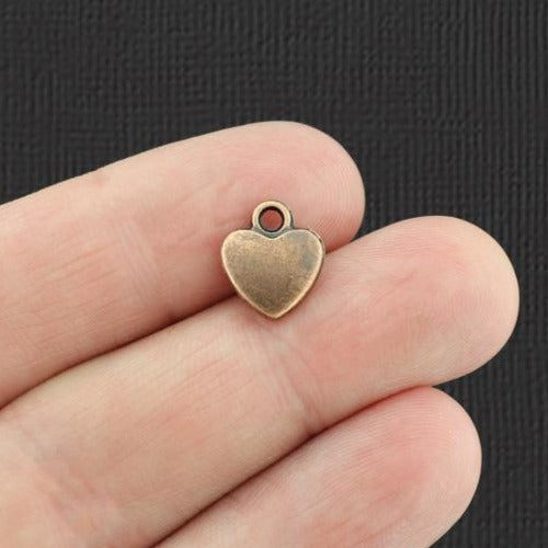 20 Heart Antique Copper Tone Charms 2 Sided - BC561