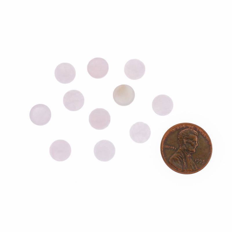 Natural Rose Quartz Gemstone Cabochon Seals 8mm - 4 Pieces - CBD030