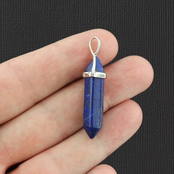 Natural Lapis Lazuli Gemstone Crystal Point Pendant 3D - GEM059