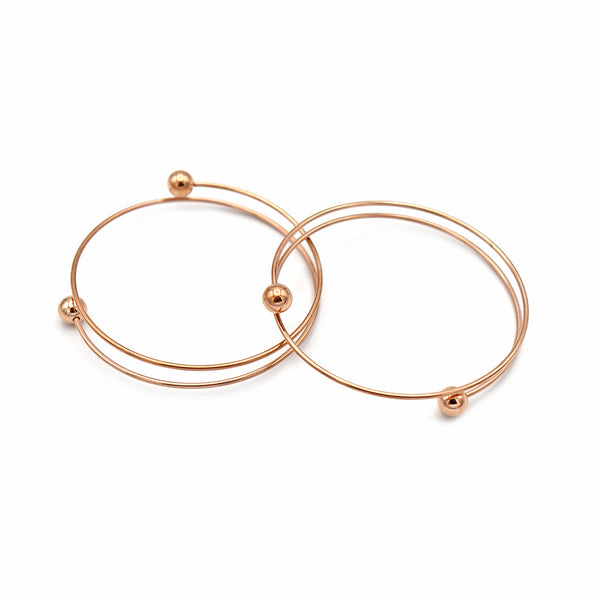Rose Gold Stainless Steel Wrap Bangle 60mm ID - 1.7mm - 5 Bangles - N676