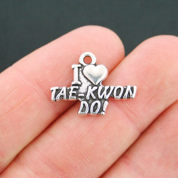 4 Tae Kwon Do Antique Silver Tone Charms - SC5407