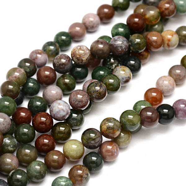 Perles rondes en agate indienne naturelle 4 mm - Tons de terre foncés - 1 brin 85 perles - BD434
