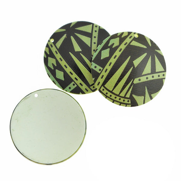 2 Geometric Round Acrylic Charms - K589