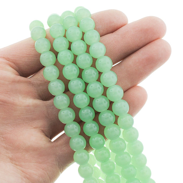 Perles Rondes Imitation Jade 8mm - Vert Menthe - 1 Rang 100 Perles - BD2719