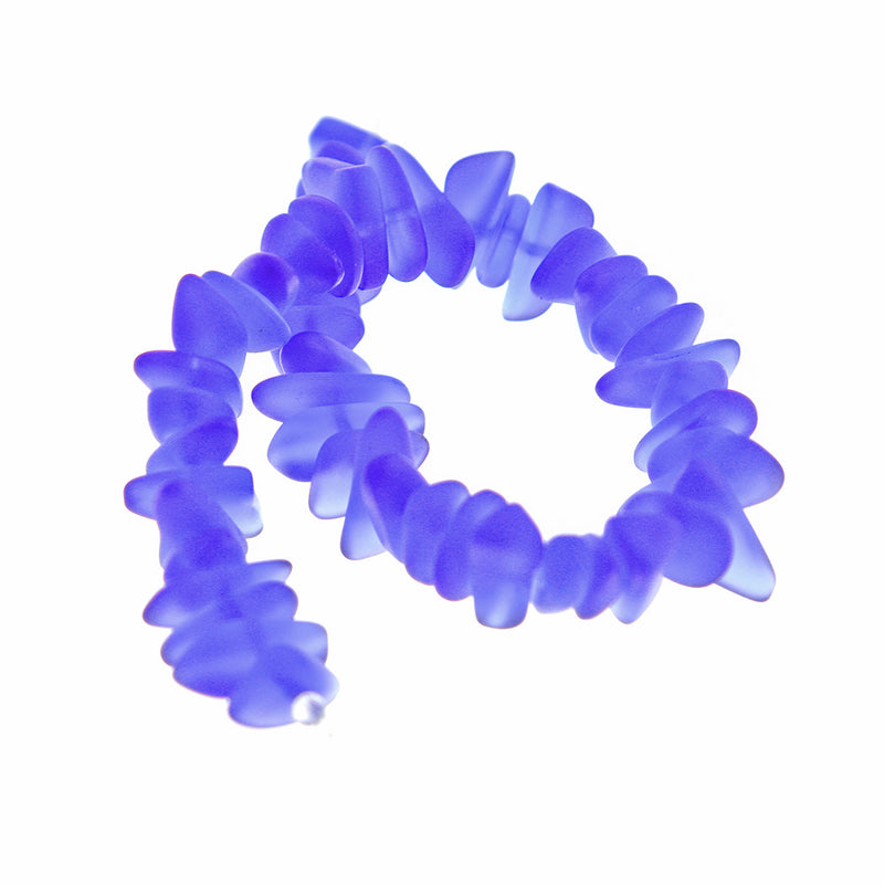 Nugget Cultured Sea Glass Beads 9mm x 6mm - Light Royal Blue - 1 Strand 50 Beads - U027